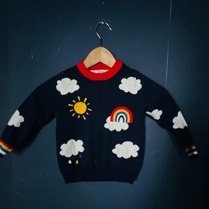 Adorable Children's Sweater Boys Girls with Clouds and Rainbow Size 3-4 years